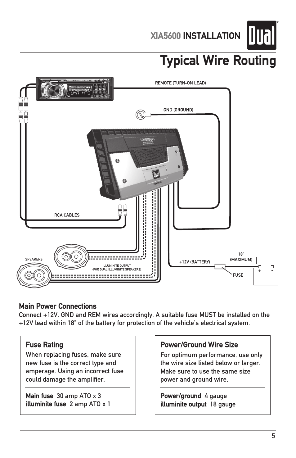 Typical wire routing | Dual XIA5600 User Manual | Page 5 / 12