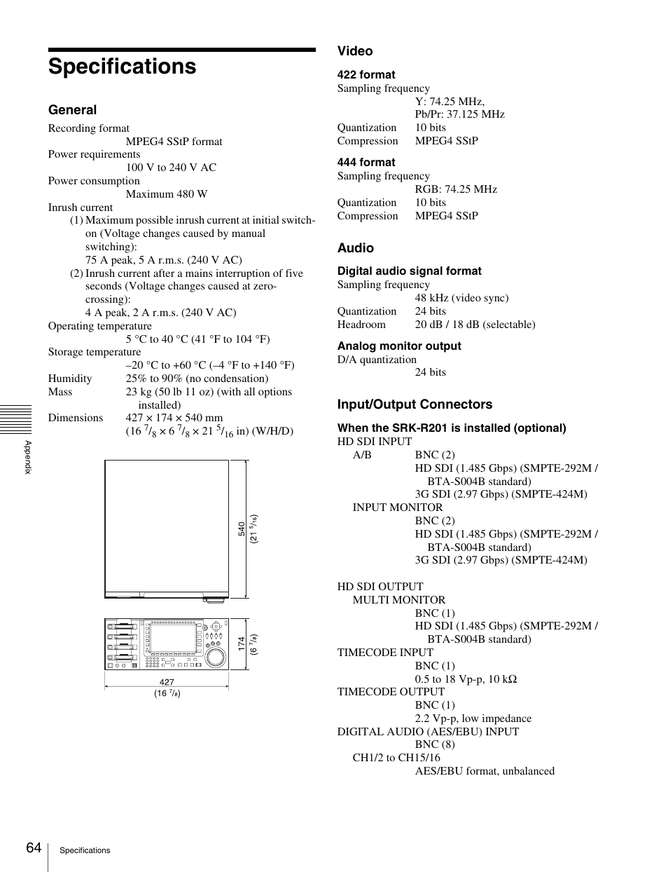 Specifications | Sony X85K 50" 4K HDR Smart LED TV User Manual | Page 64 / 70