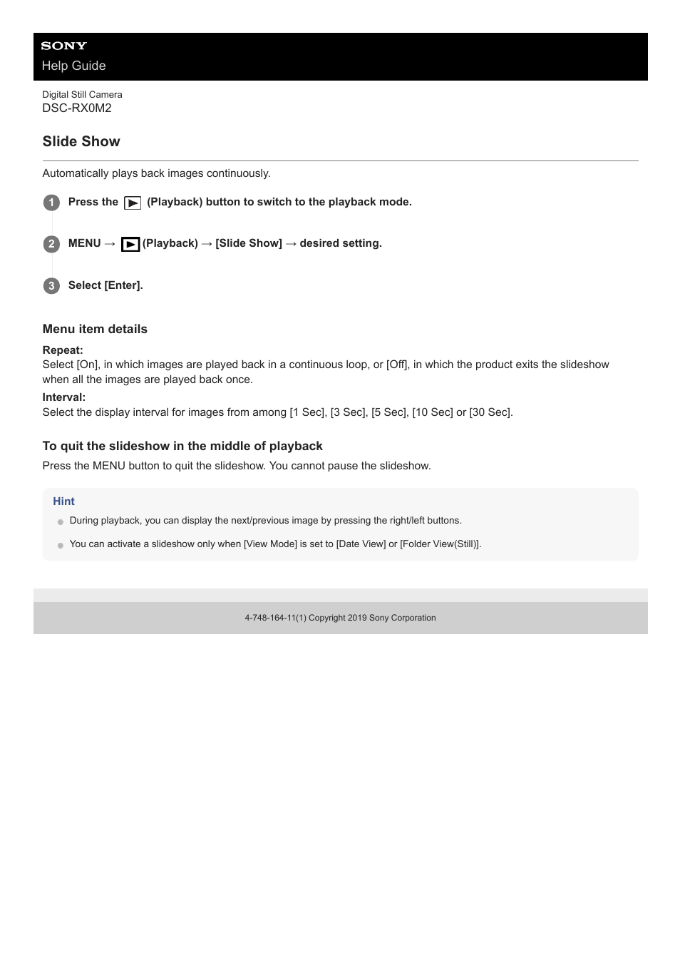 Slide show | Sony BRAVIA XR A90K 42" HDR 4K UHD OLED TV User Manual | Page 181 / 299
