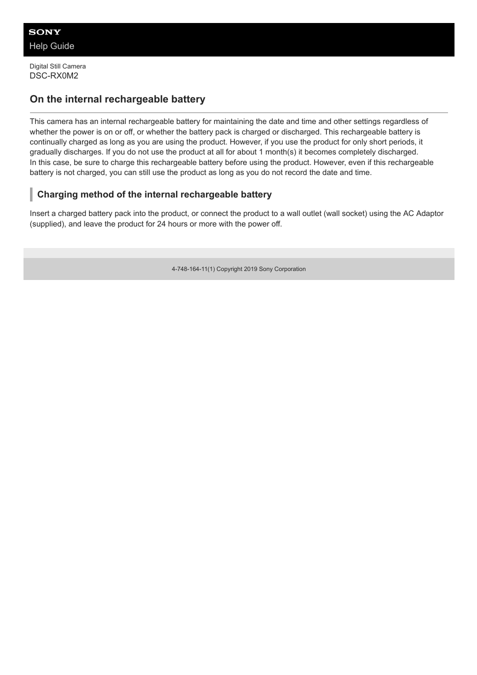 On the internal rechargeable battery | Sony BRAVIA XR A90K 42" HDR 4K UHD OLED TV User Manual | Page 283 / 299