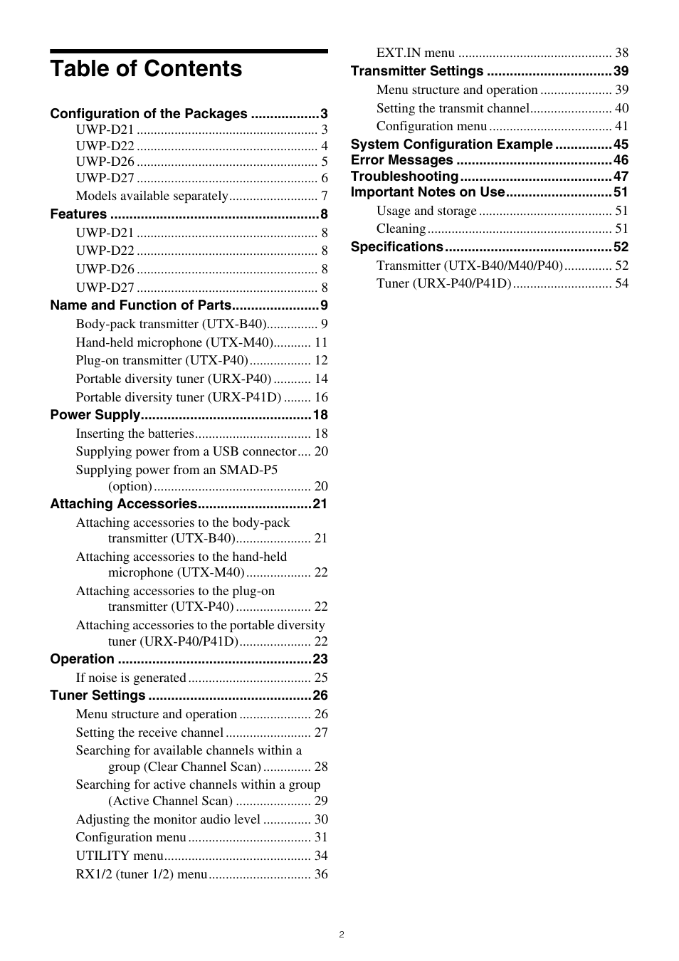 Sony VCT-SP2BP Camcorder Shoulder Support User Manual | Page 2 / 56