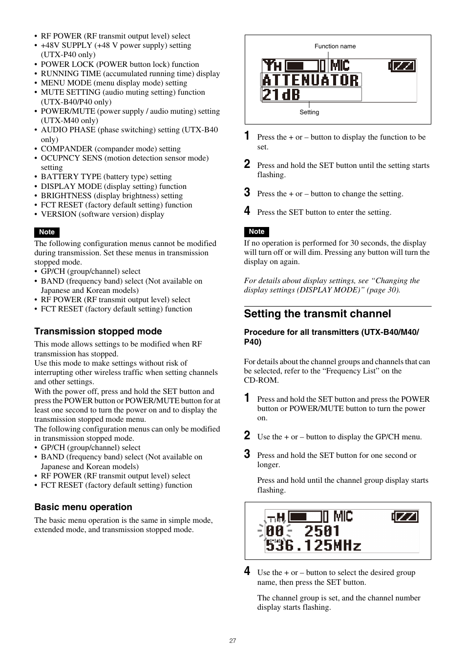 Setting the transmit channel | Sony SRG-120DU USB 3.0 Full HD PTZ Camera User Manual | Page 27 / 41