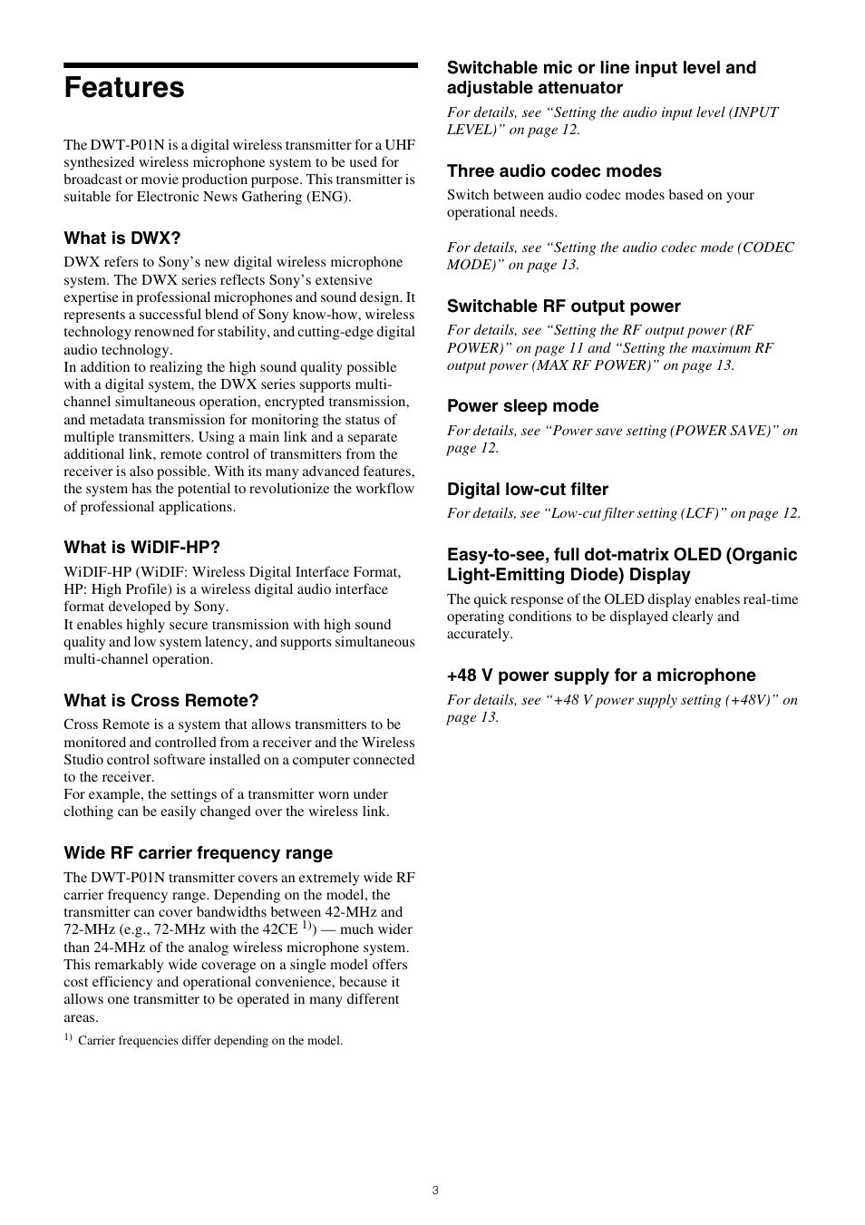 Features | Sony ICD-UX570 Digital Voice Recorder (Black) User Manual | Page 3 / 20