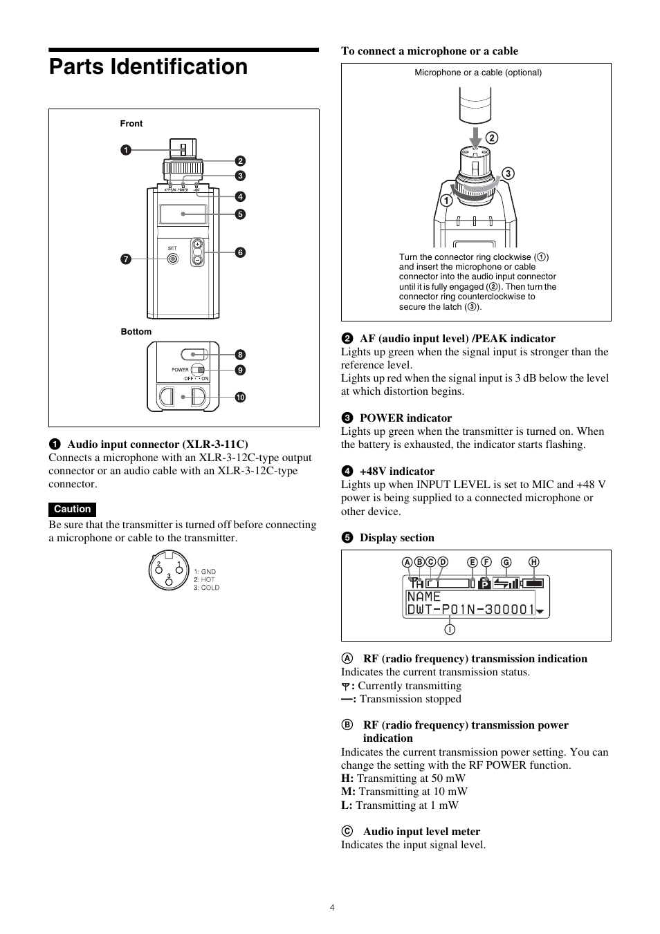 Parts identification | Sony ICD-UX570 Digital Voice Recorder (Black) User Manual | Page 4 / 20