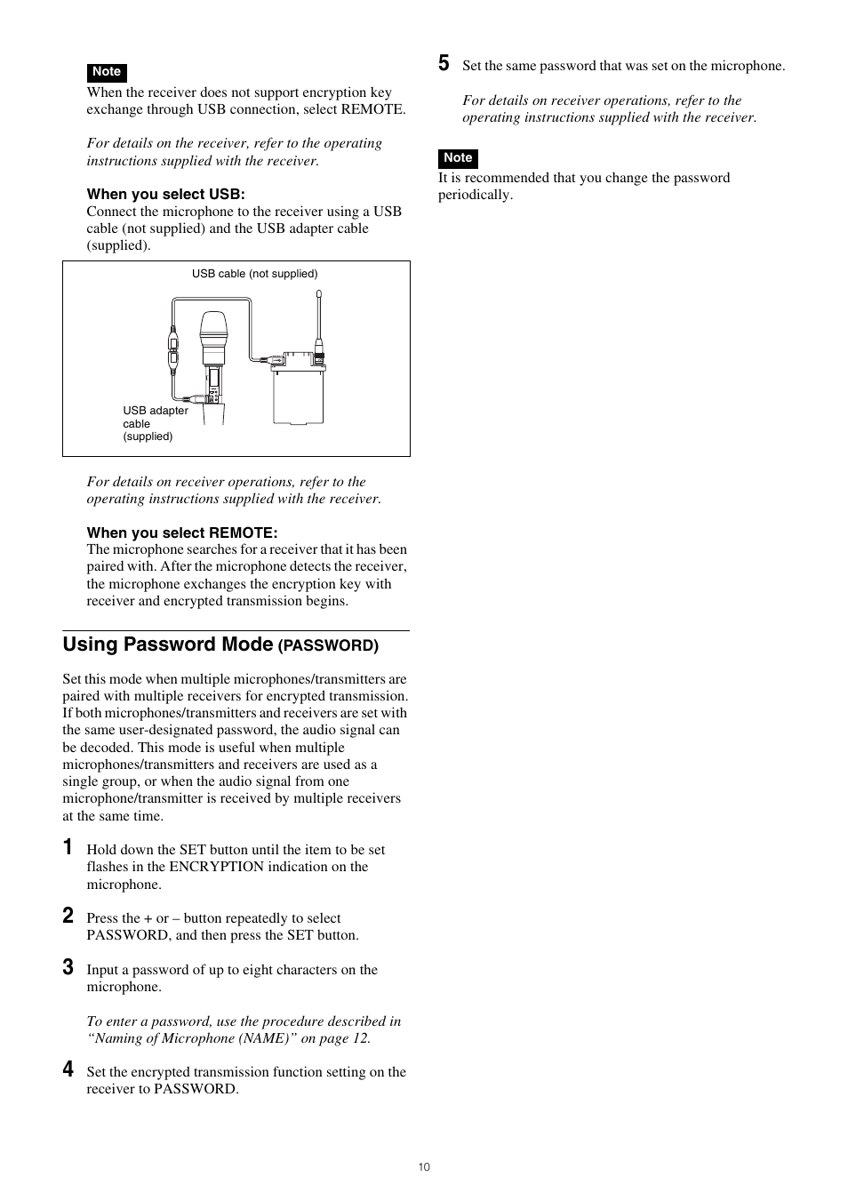 Using password mode (password), Using password mode | Sony ICD-PX470 Digital Voice Recorder with USB User Manual | Page 10 / 21