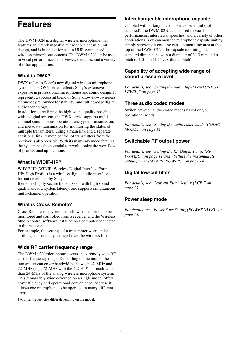 Features | Sony ICD-PX470 Digital Voice Recorder with USB User Manual | Page 3 / 21