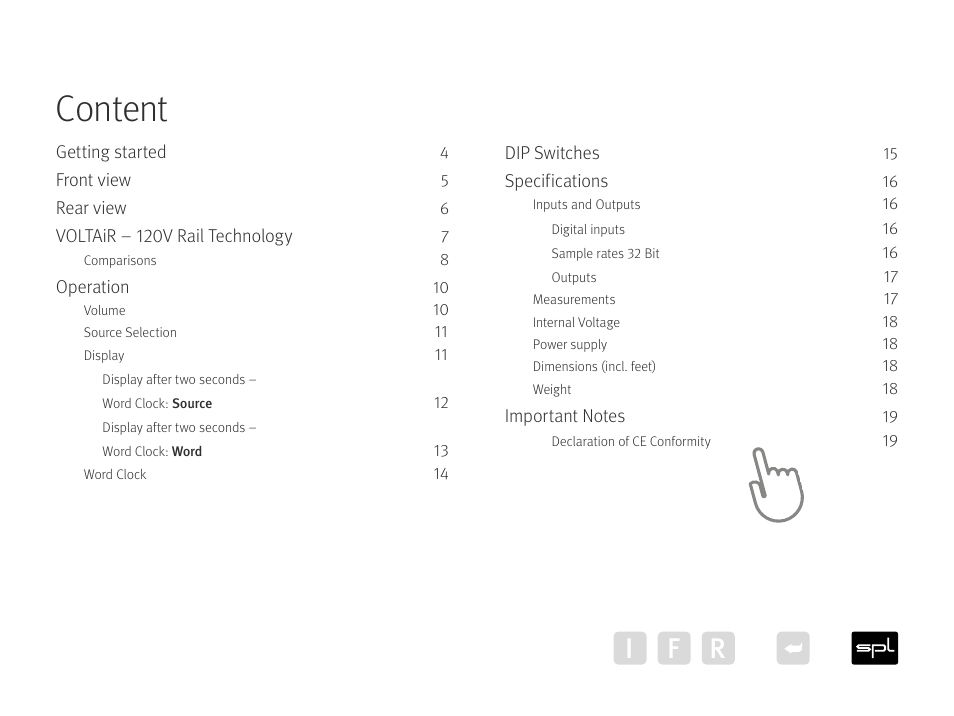 Content, Ir f | SPL Diamond Desktop DAC and Preamplifier (Black) User Manual | Page 3 / 19