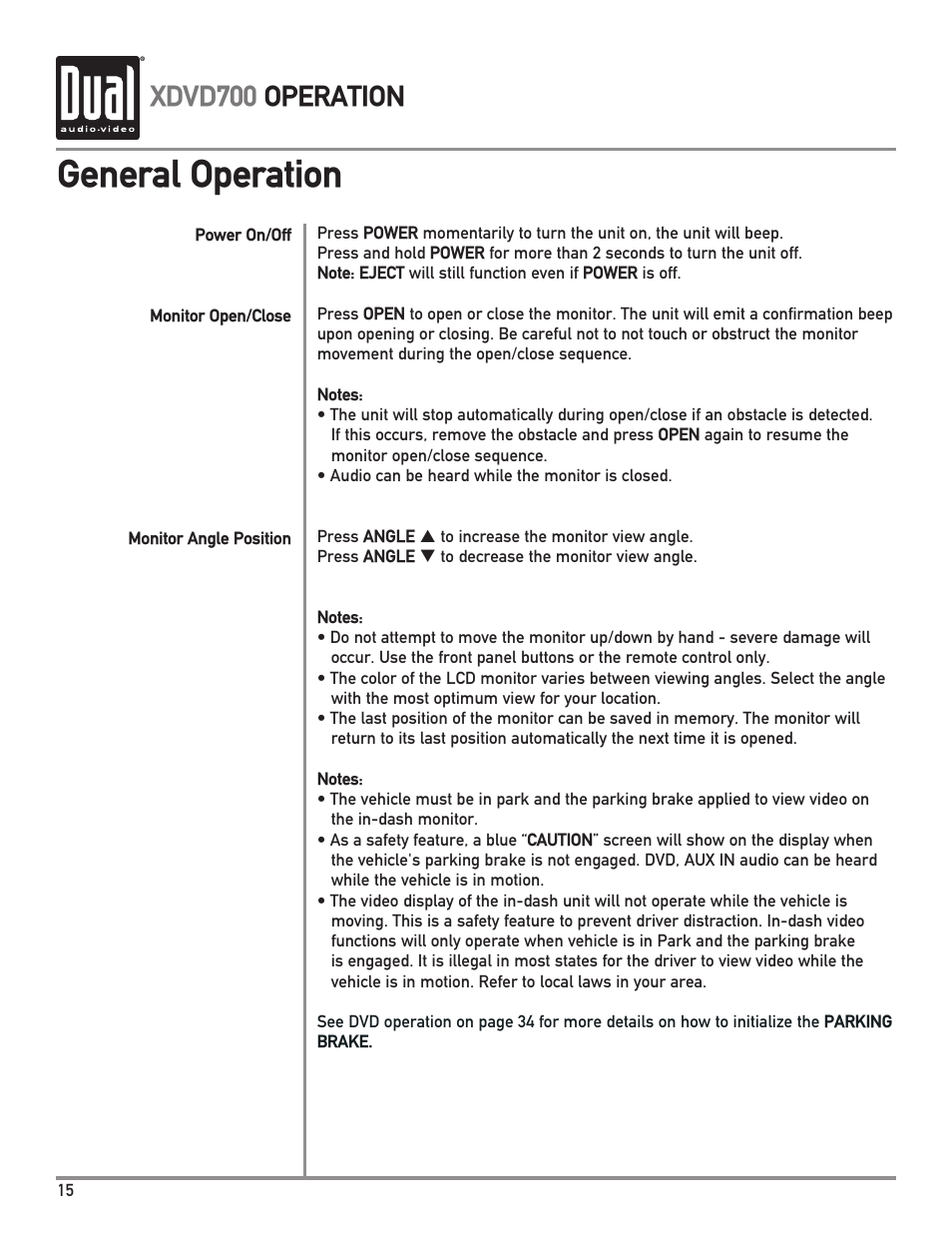 General operation, Xdvd700 operation | Dual XDVD700 User Manual | Page 16 / 56