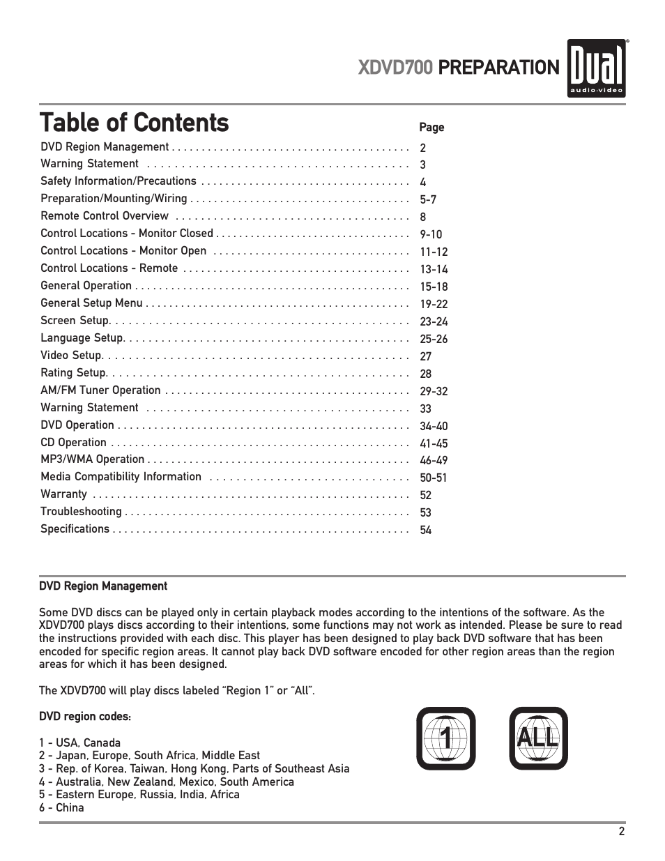 Dual XDVD700 User Manual | Page 3 / 56