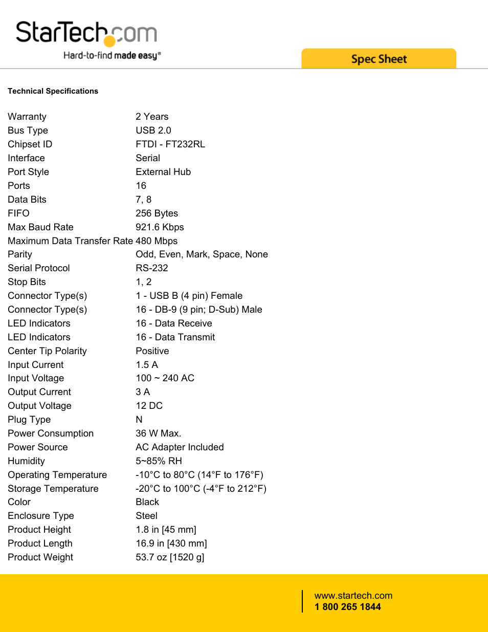 StarTech.com USB to 16-Port RS-232 Serial Adapter Hub User Manual | Page 3 / 4