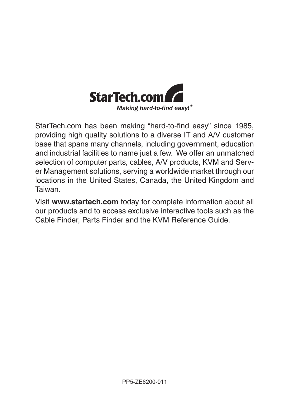 StarTech.com USB VGA KVM Console Extender over CAT5 UTP User Manual | Page 20 / 20