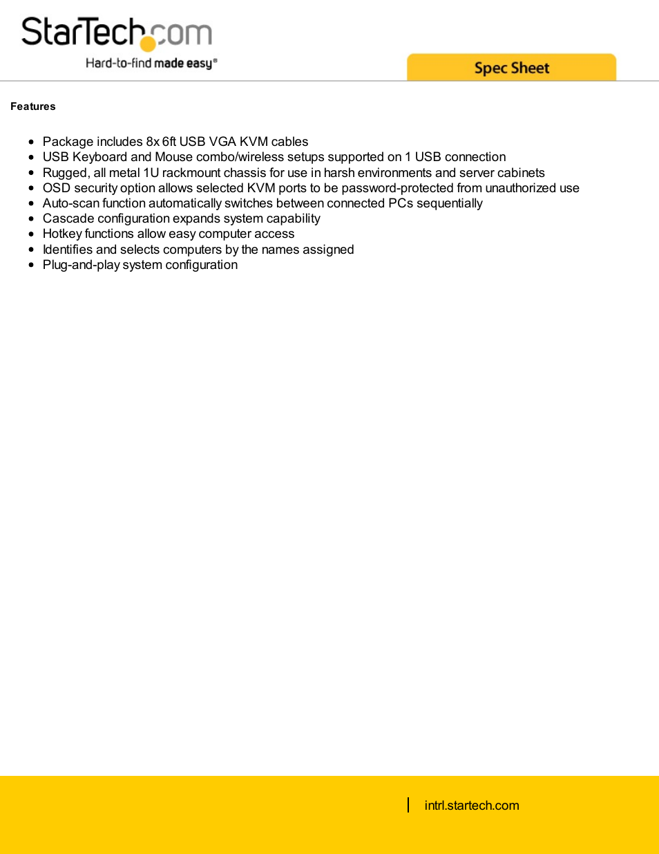 StarTech.com 8-Port 1U Rackmount USB KVM Switch Kit with OSD and Cables (Black) User Manual | Page 2 / 4