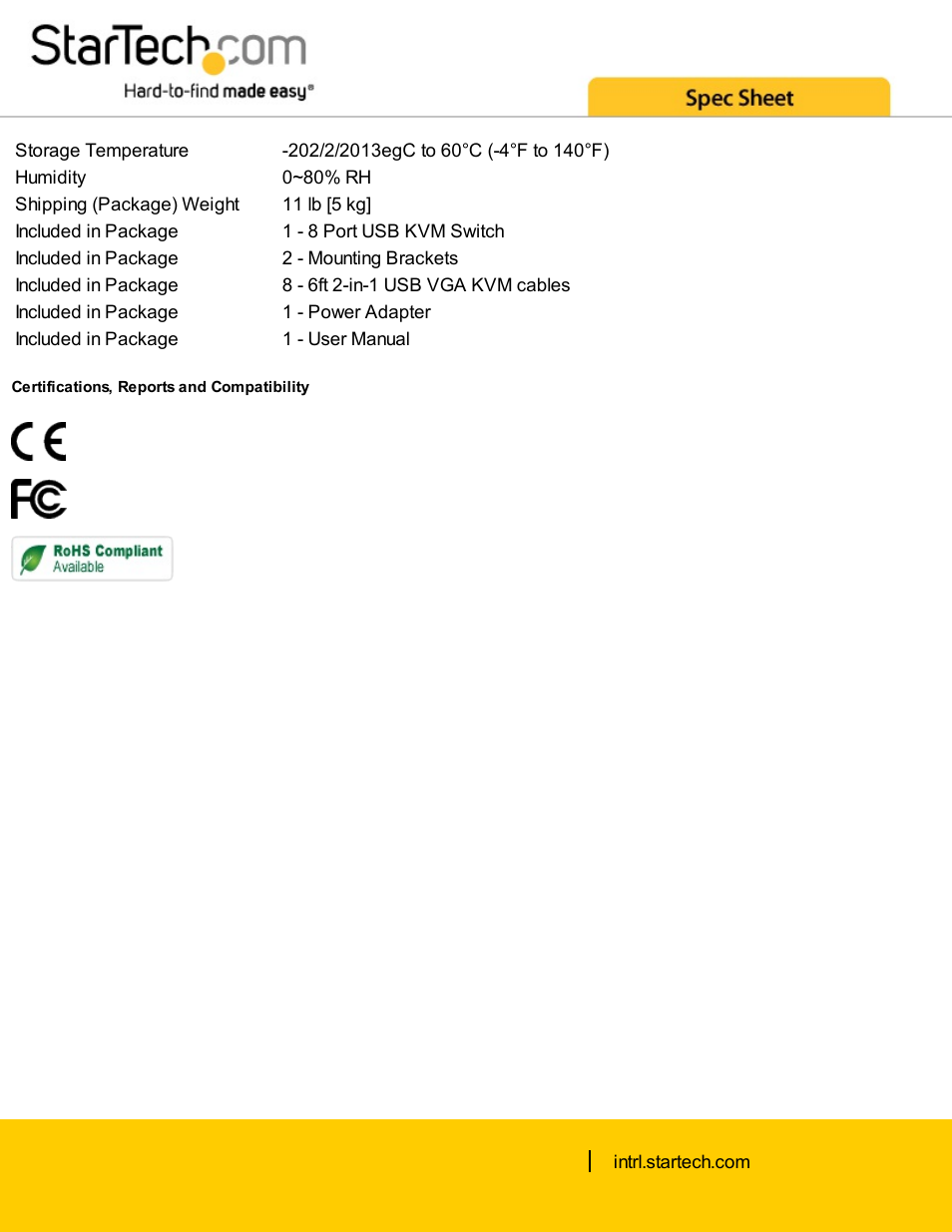 StarTech.com 8-Port 1U Rackmount USB KVM Switch Kit with OSD and Cables (Black) User Manual | Page 4 / 4