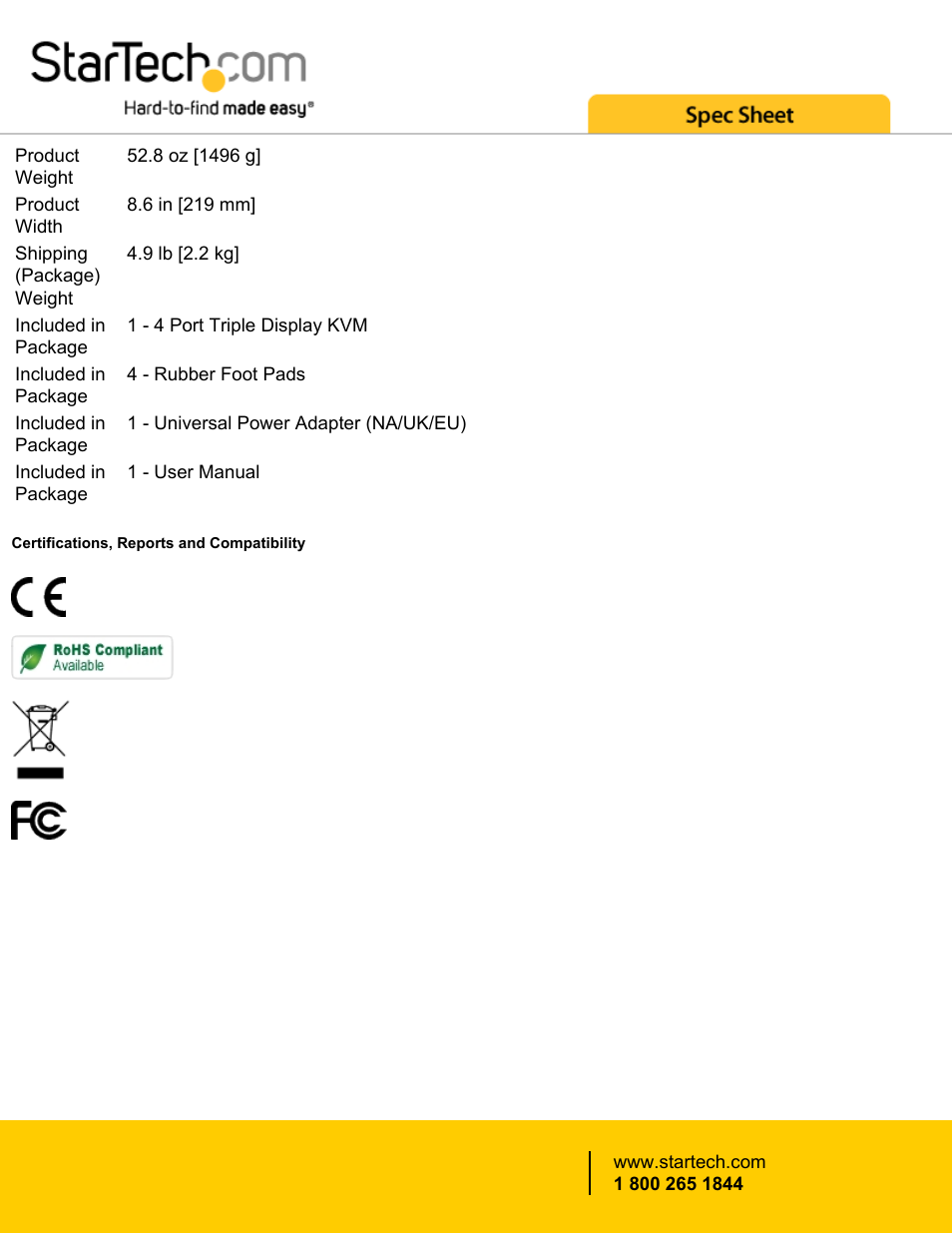 StarTech.com 4-Port Triple Monitor DVI USB KVM Switch with Audio & USB 2.0 Hub User Manual | Page 5 / 5