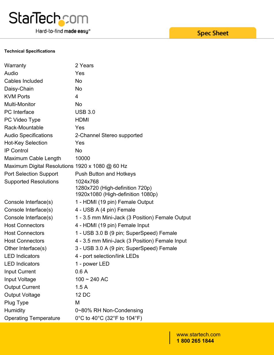 StarTech.com 4-Port USB 3.0 HDMI KVM Switch User Manual | Page 3 / 4