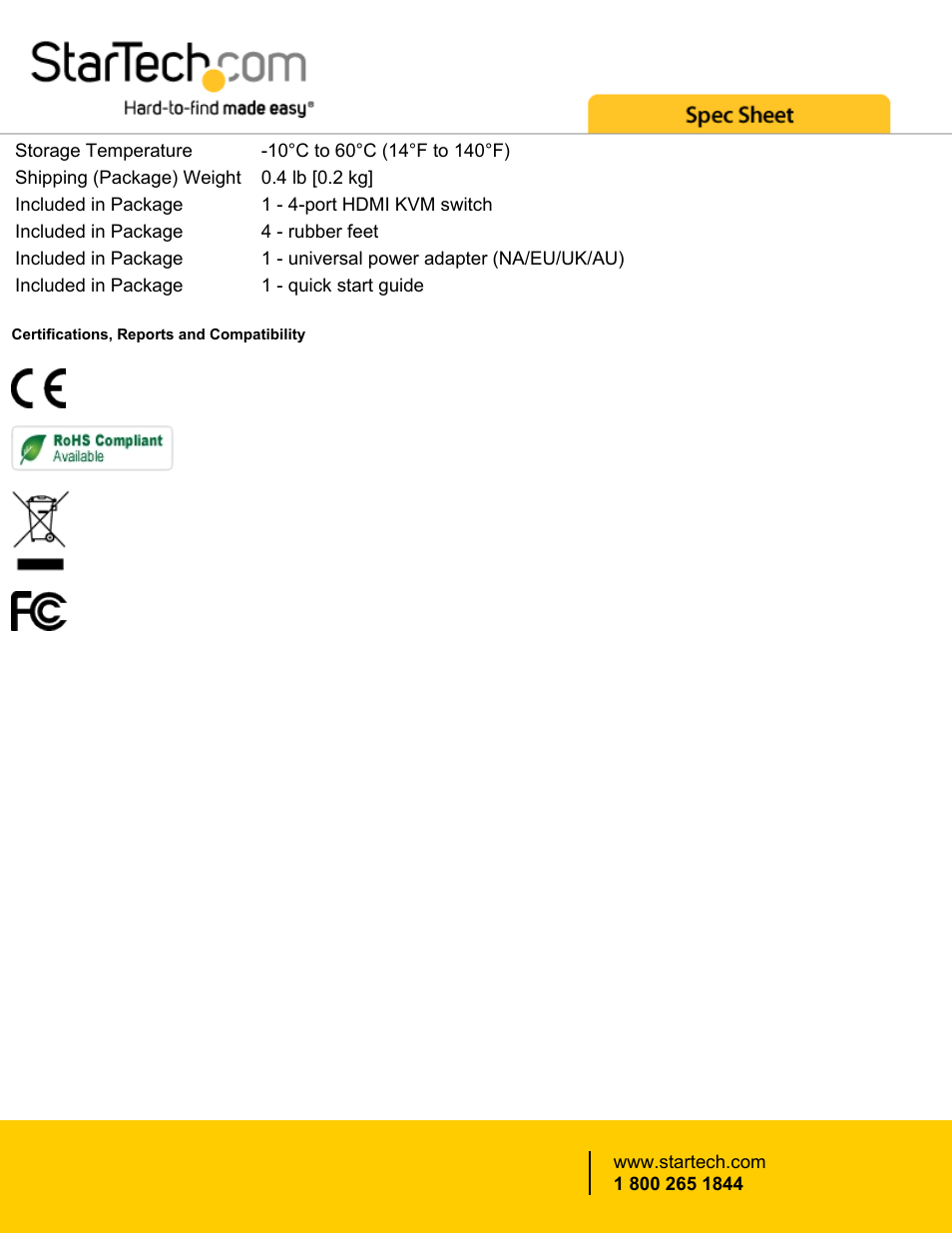 StarTech.com 4-Port USB 3.0 HDMI KVM Switch User Manual | Page 4 / 4
