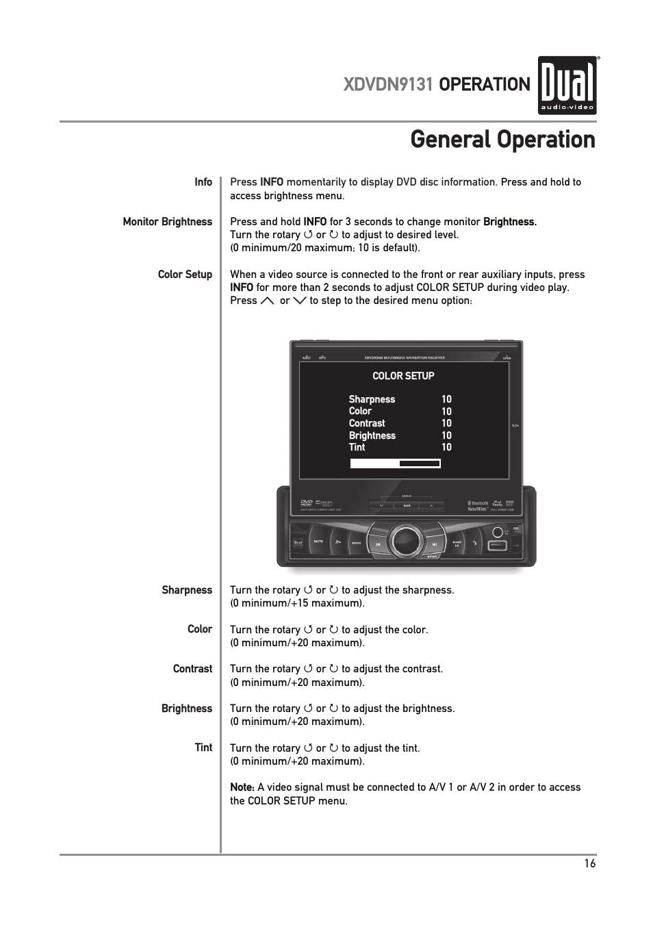 General operation, Xdvdn9131 operation | Dual XDVDN9131 User Manual | Page 17 / 84