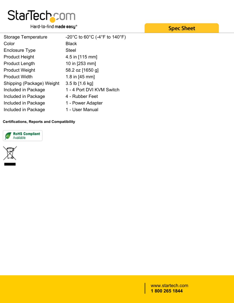 StarTech.com 4-Port DVI USB KVM Switch with Audio and USB 2.0 Hub (Black) User Manual | Page 4 / 4