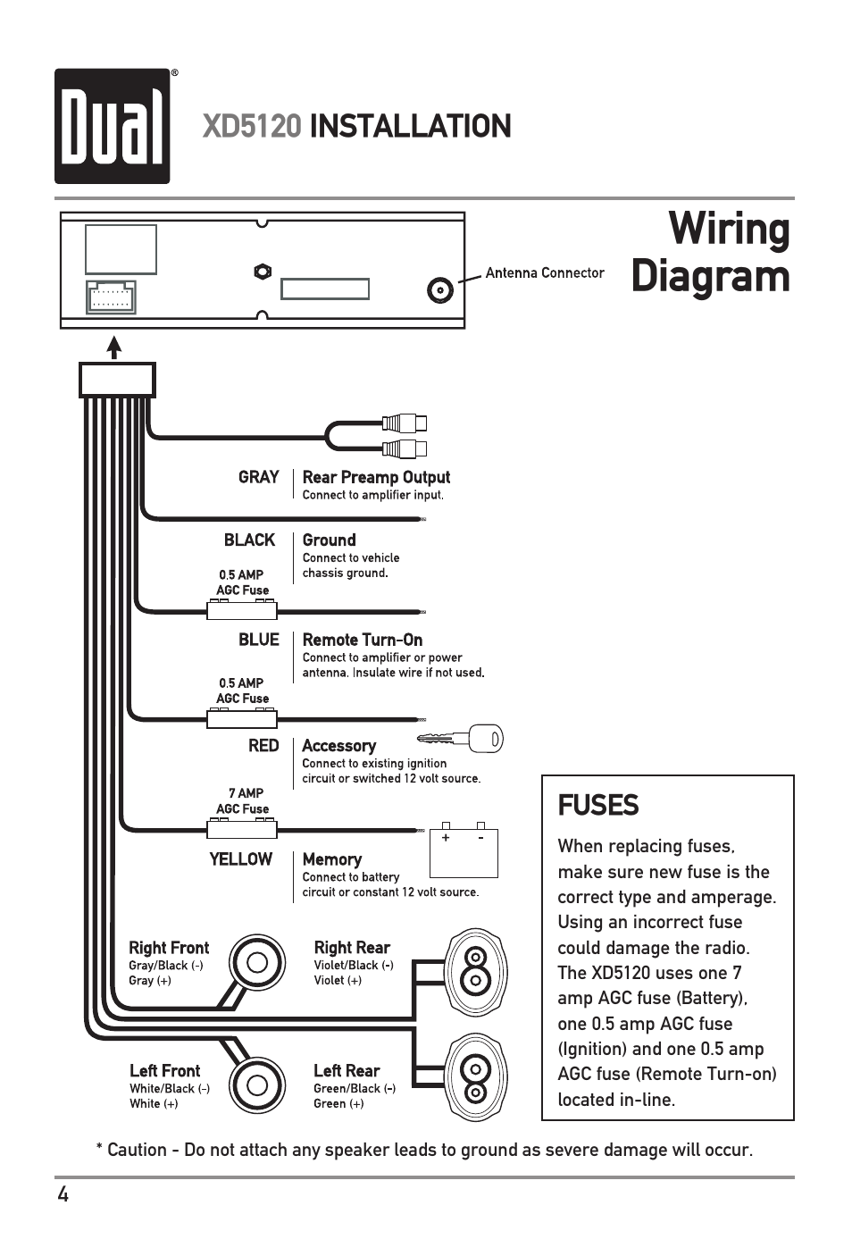 Wiring diagram | Dual XD5120 User Manual | Page 4 / 12