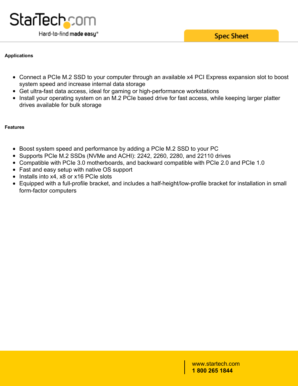 StarTech.com PCI Express x4 to M.2 PCIe SSD Adapter User Manual | Page 2 / 4