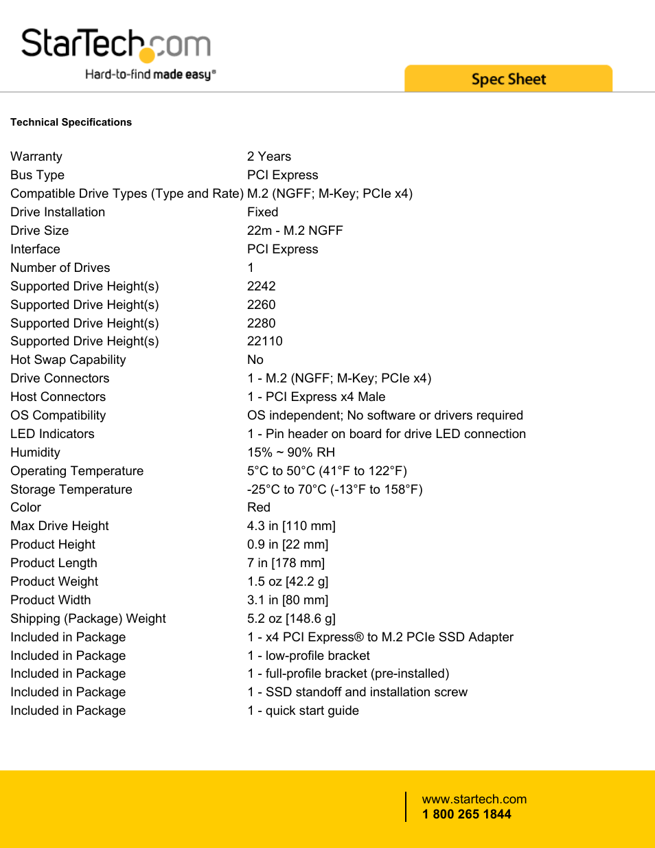 StarTech.com PCI Express x4 to M.2 PCIe SSD Adapter User Manual | Page 3 / 4