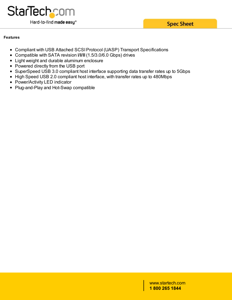StarTech.com 2.5" Aluminum USB 3.0 SATA III SSD Hard Drive Enclosure User Manual | Page 2 / 4