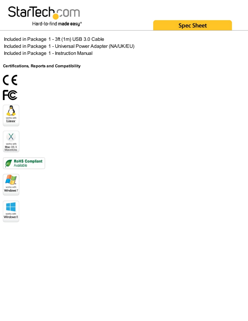 StarTech.com USB 3.0 to Dual 2.5/3.5" HDD/SSD Docking Station with UASP User Manual | Page 4 / 4