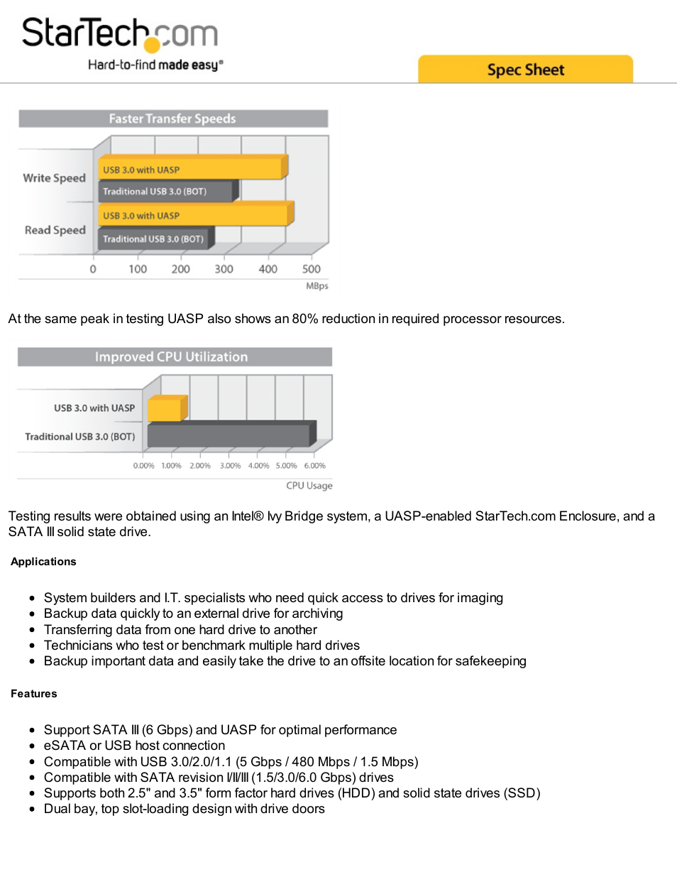 StarTech.com USB 3.0/eSATA to Dual 2.5/3.5" HDD/SSD Docking Station with UASP User Manual | Page 2 / 4