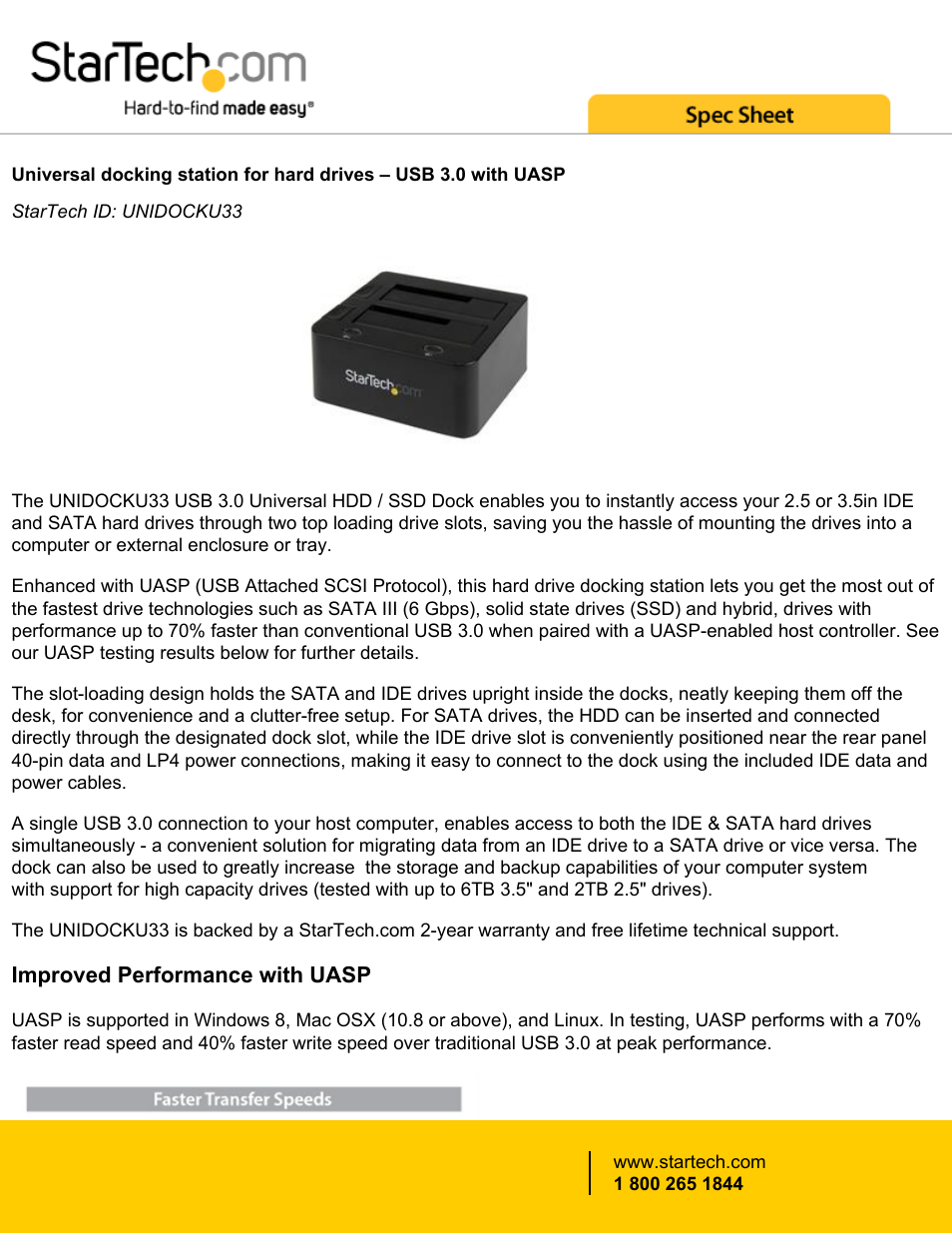StarTech.com Universal USB 3.0 Docking Station for Bare Hard Drives User Manual | 5 pages