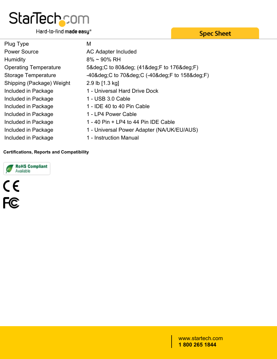 StarTech.com Universal USB 3.0 Docking Station for Bare Hard Drives User Manual | Page 5 / 5