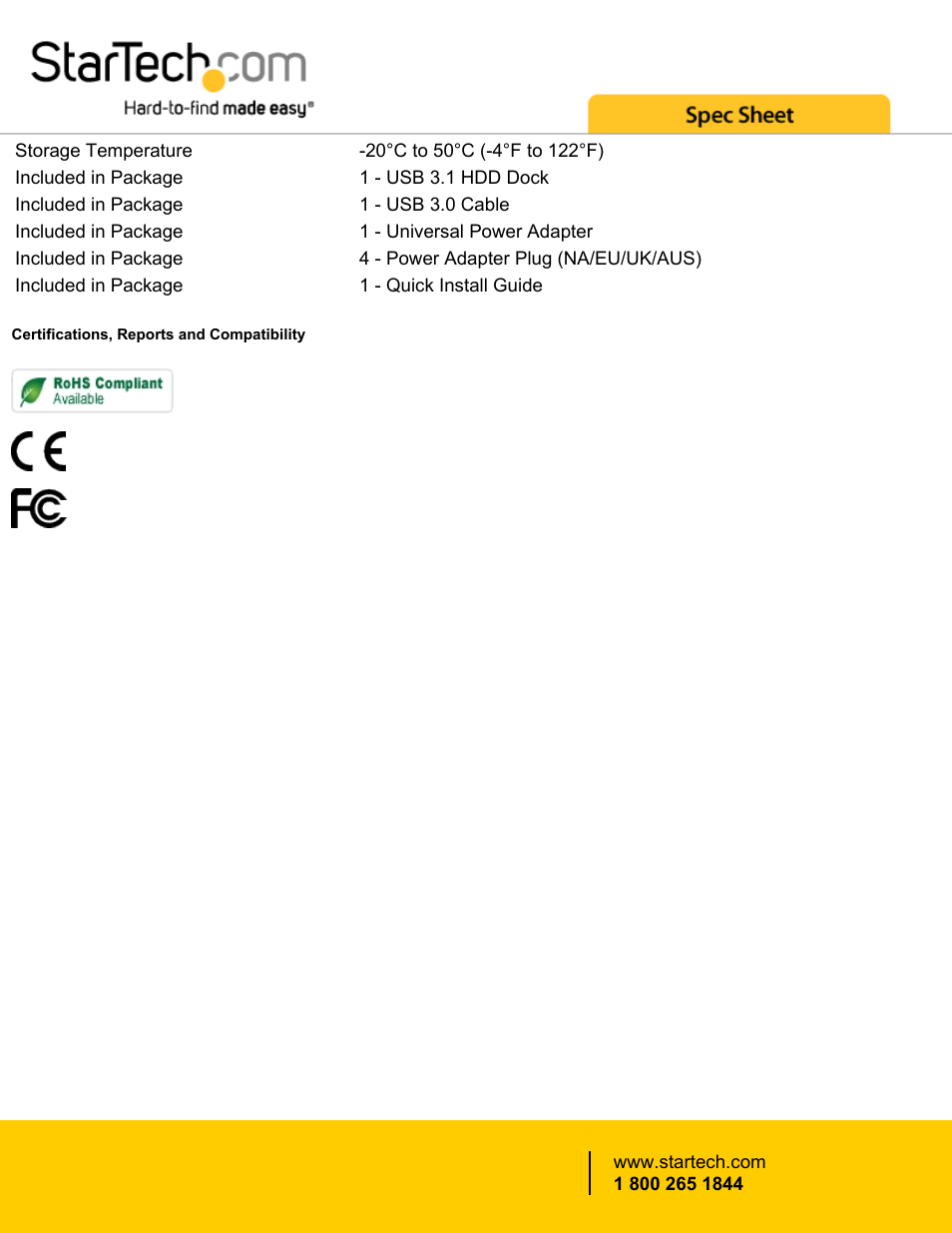 StarTech.com USB 3.1 Single-Bay Docking Station User Manual | Page 4 / 4