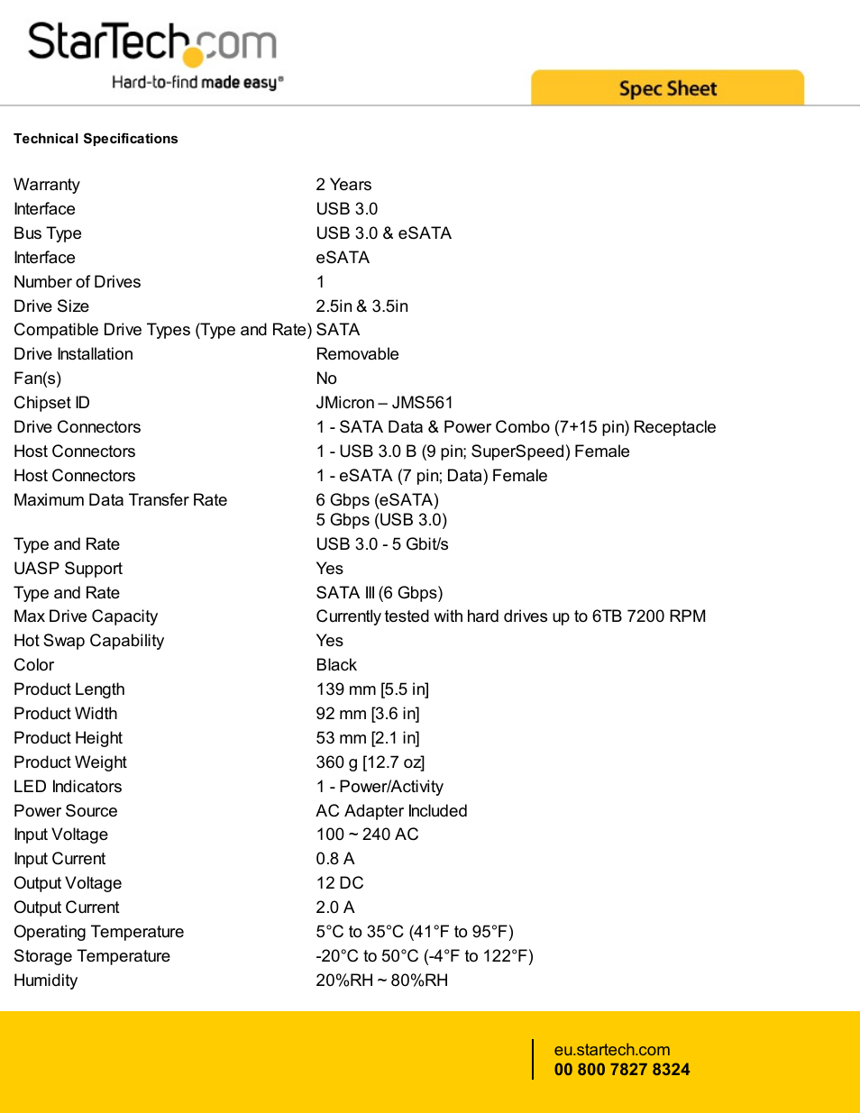 StarTech.com eSATA / USB 3.0 SATA III Hard Drive Docking Station User Manual | Page 4 / 5
