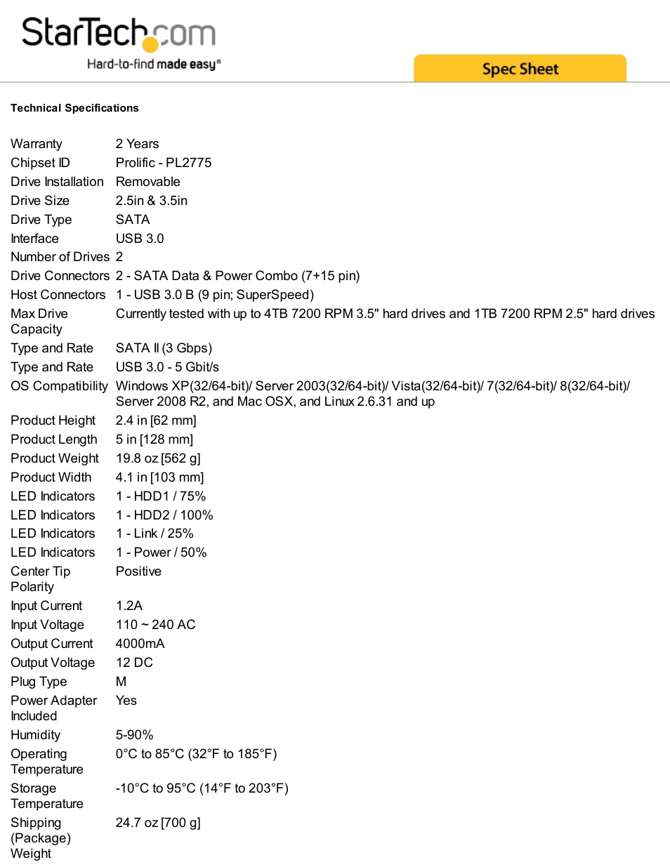 StarTech.com USB 3.0 SATA Hard Drive Duplicator & Eraser Dock User Manual | Page 3 / 4
