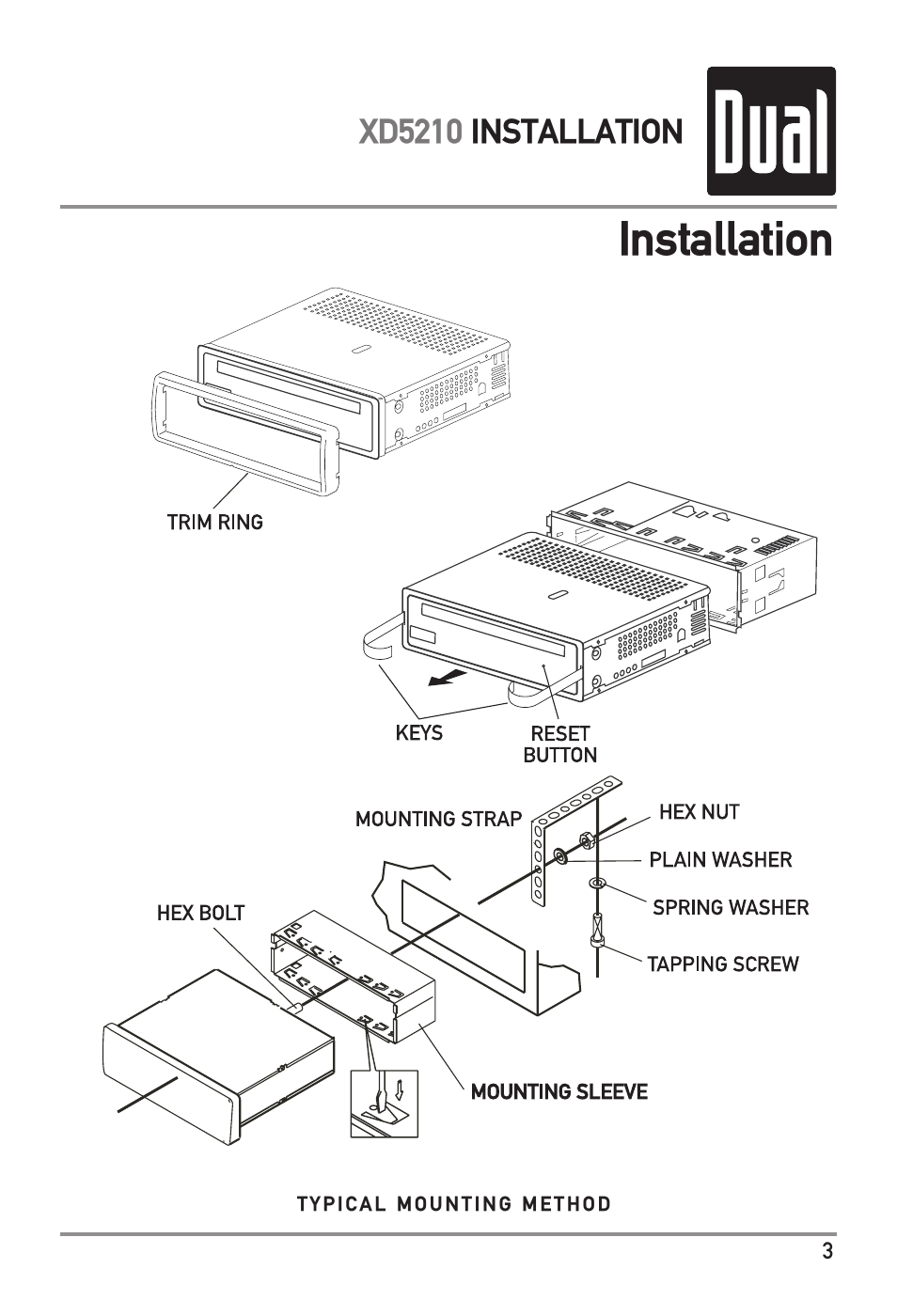 Installation | Dual XD5210 User Manual | Page 3 / 16