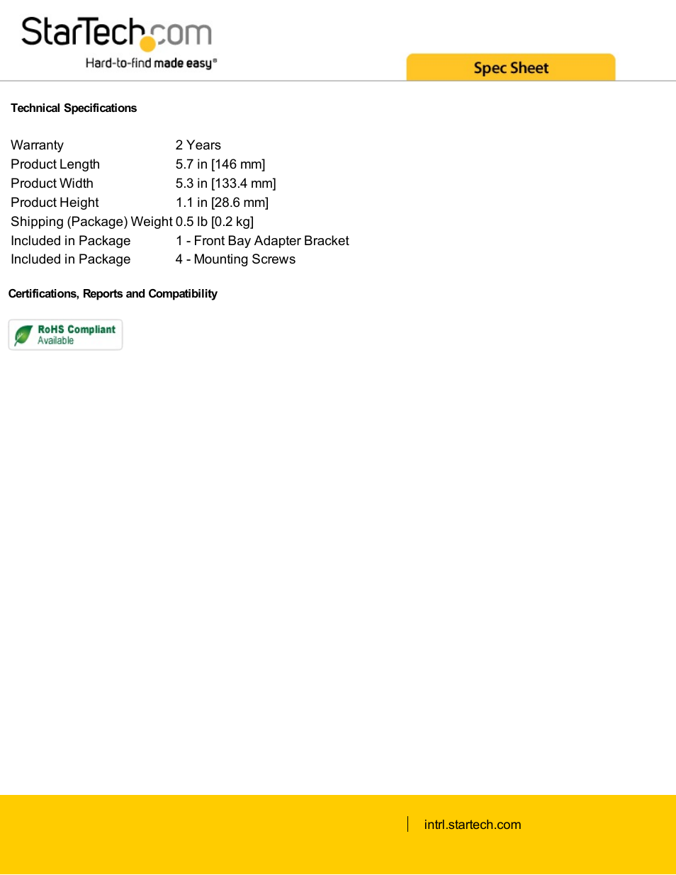 StarTech.com 3.5" to 5.25" Front Bay Bracket Adapter User Manual | Page 2 / 2