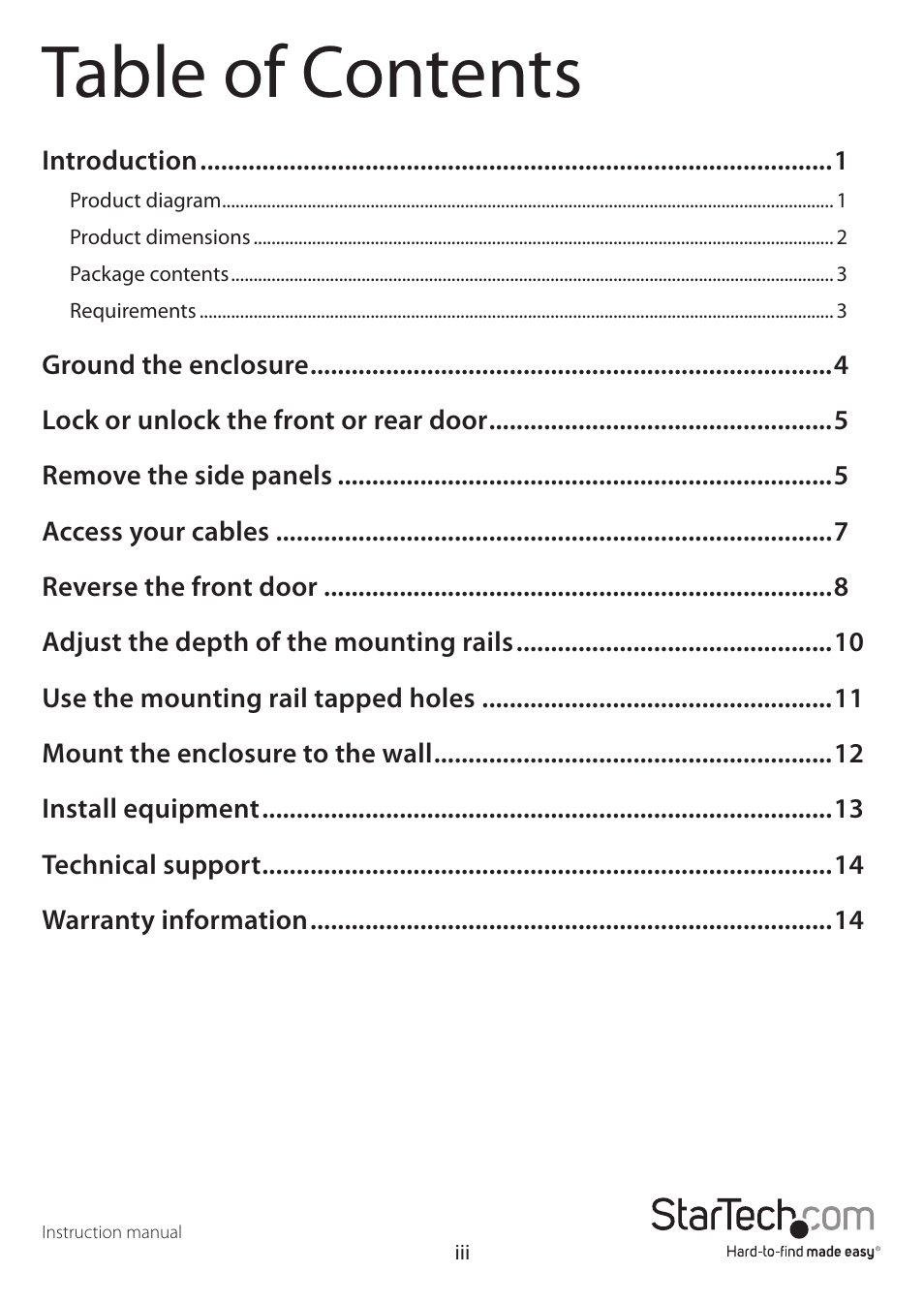 StarTech.com Wall Mount Network Cabinet Enclosure (12 RU, 19") User Manual | Page 5 / 19