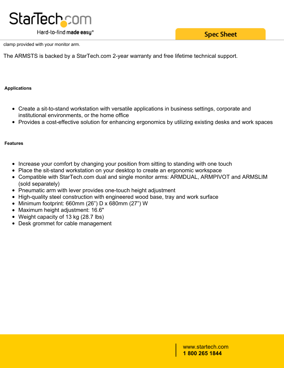 StarTech.com Sit-to-Stand Workstation User Manual | Page 4 / 6