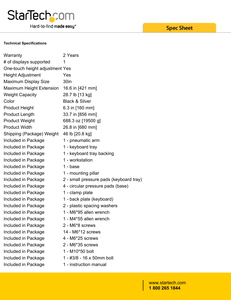 StarTech.com Sit-to-Stand Workstation User Manual | Page 5 / 6