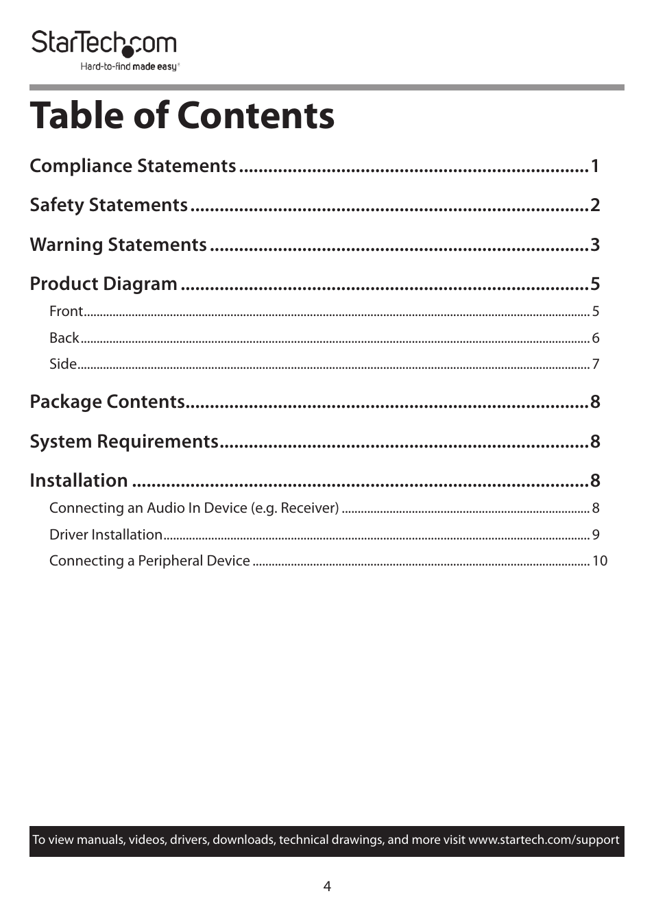 StarTech.com 7.1 USB Audio Adapter External Sound Card User Manual | Page 5 / 14