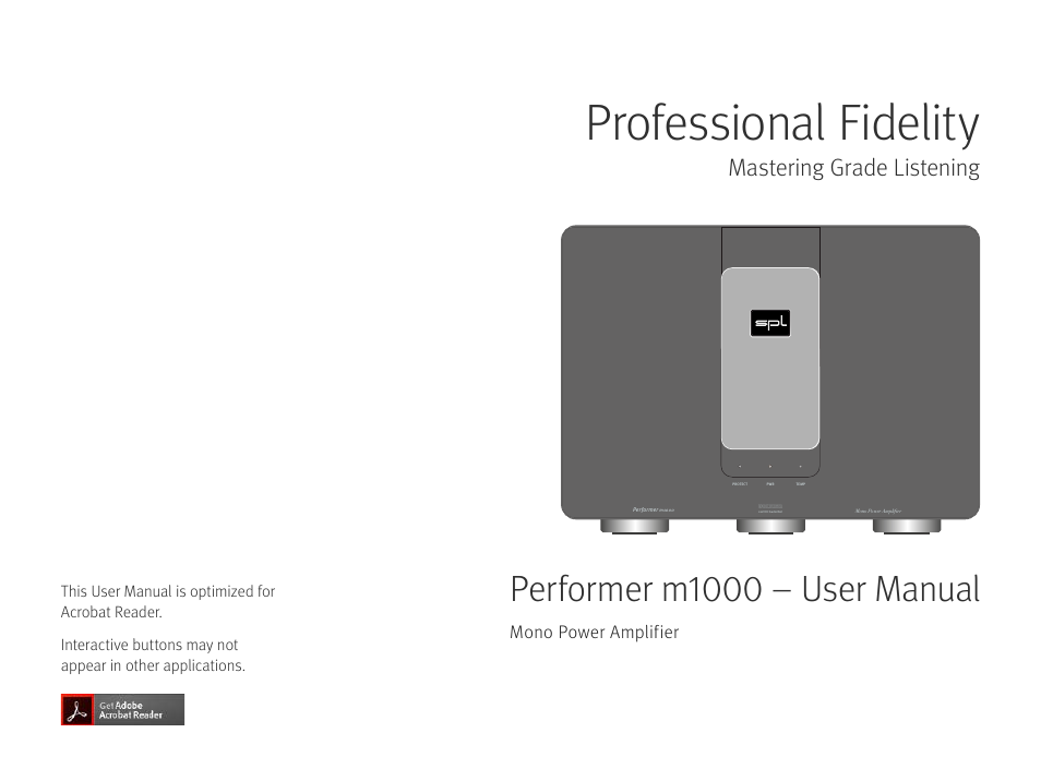 SPL Performer m1000 Mono Power Amplifier (Red) User Manual | 21 pages