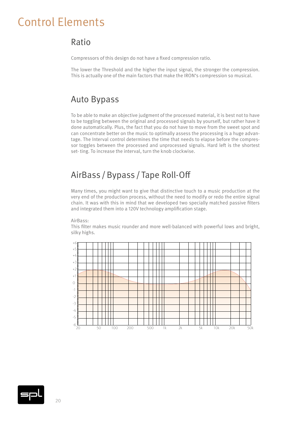 Control elements, Airbass, Ratio | Auto bypass, Airbass / bypass / tape roll-off | SPL Iron V2 Two-Channel Tube Mastering Compressor (Black/Silver) User Manual | Page 20 / 32