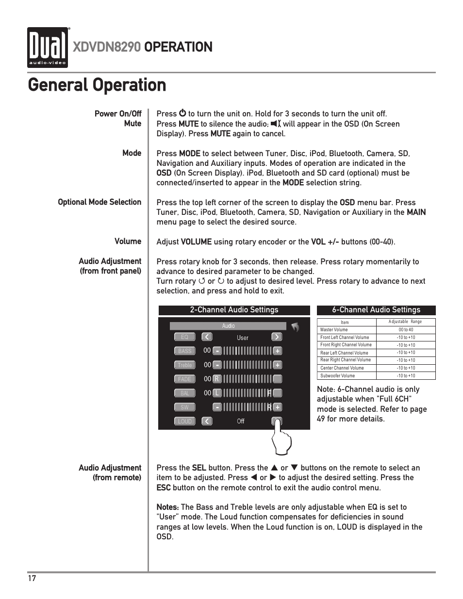 General operation, Xdvdn8290 operation | Dual XDVDN8290 User Manual | Page 18 / 93