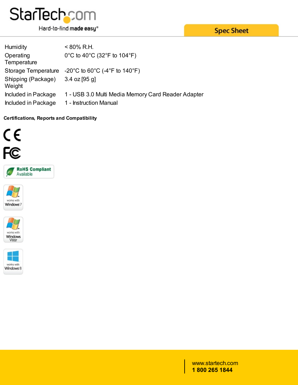StarTech.com USB 3.0 Memory Stick / SDHC / microSD Memory Card Reader User Manual | Page 4 / 4