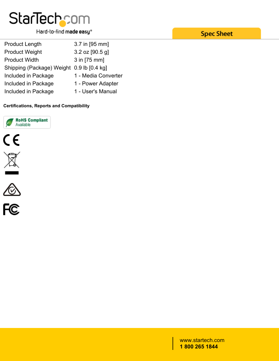 StarTech.com 10/100 Multi-Mode Fiber to Ethernet Media Converter (Black) User Manual | Page 4 / 4