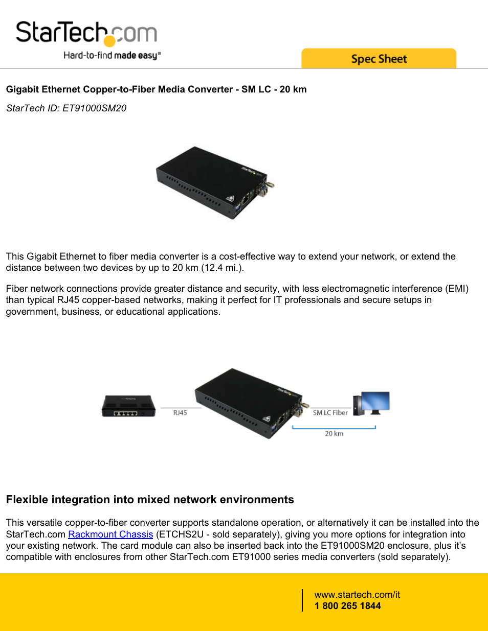 StarTech.com 1000 Mb/s Gigabit Single-Mode Ethernet Copper to Fiber Media Converter User Manual | 5 pages