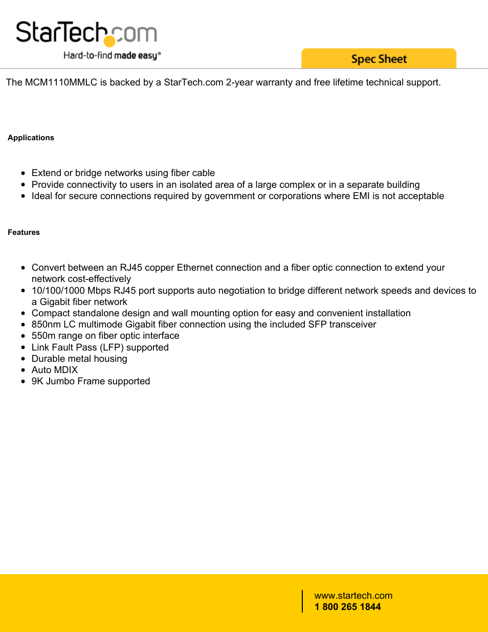 StarTech.com Gigabit Ethernet Fiber Media Converter User Manual | Page 2 / 4