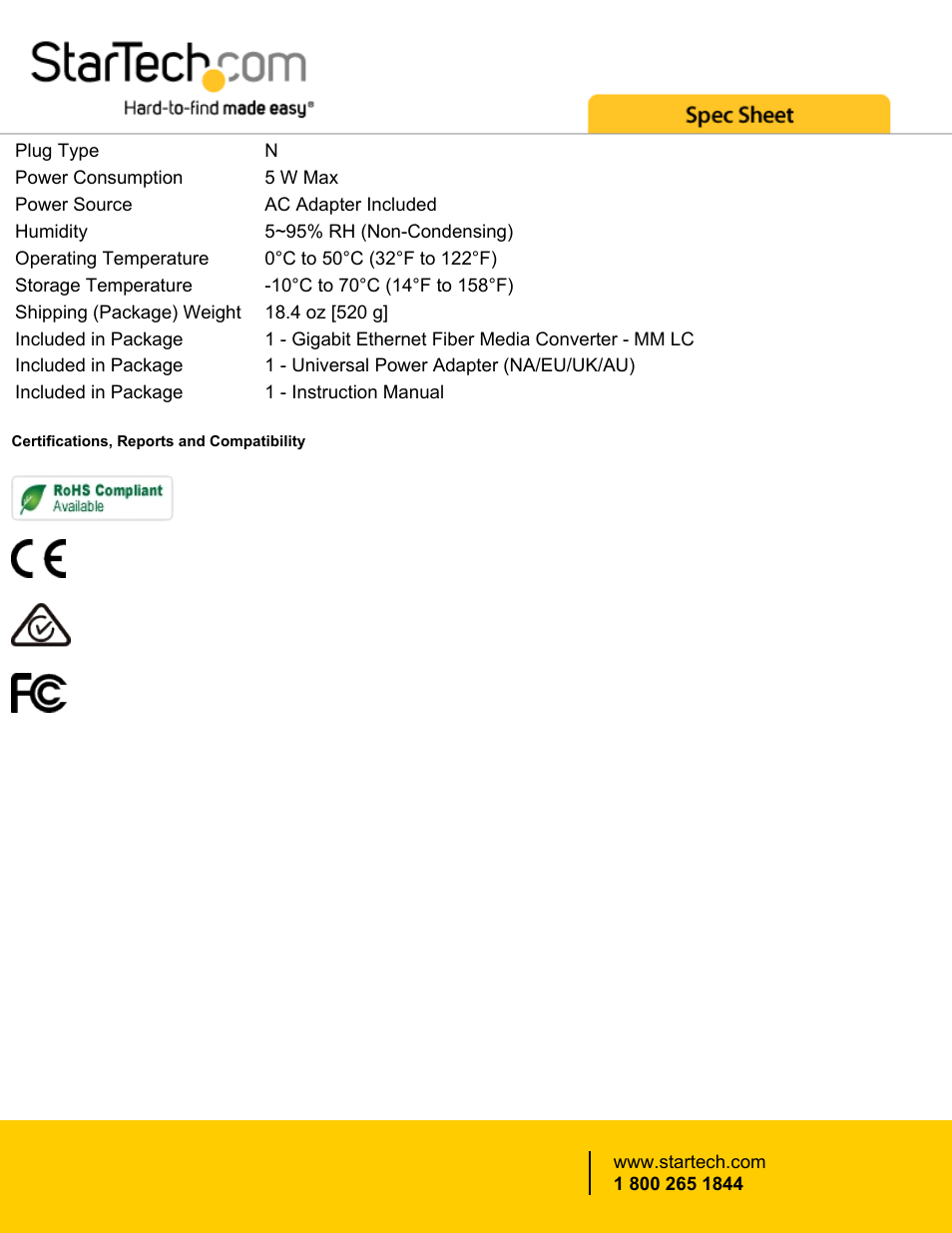 StarTech.com Gigabit Ethernet Fiber Media Converter User Manual | Page 4 / 4