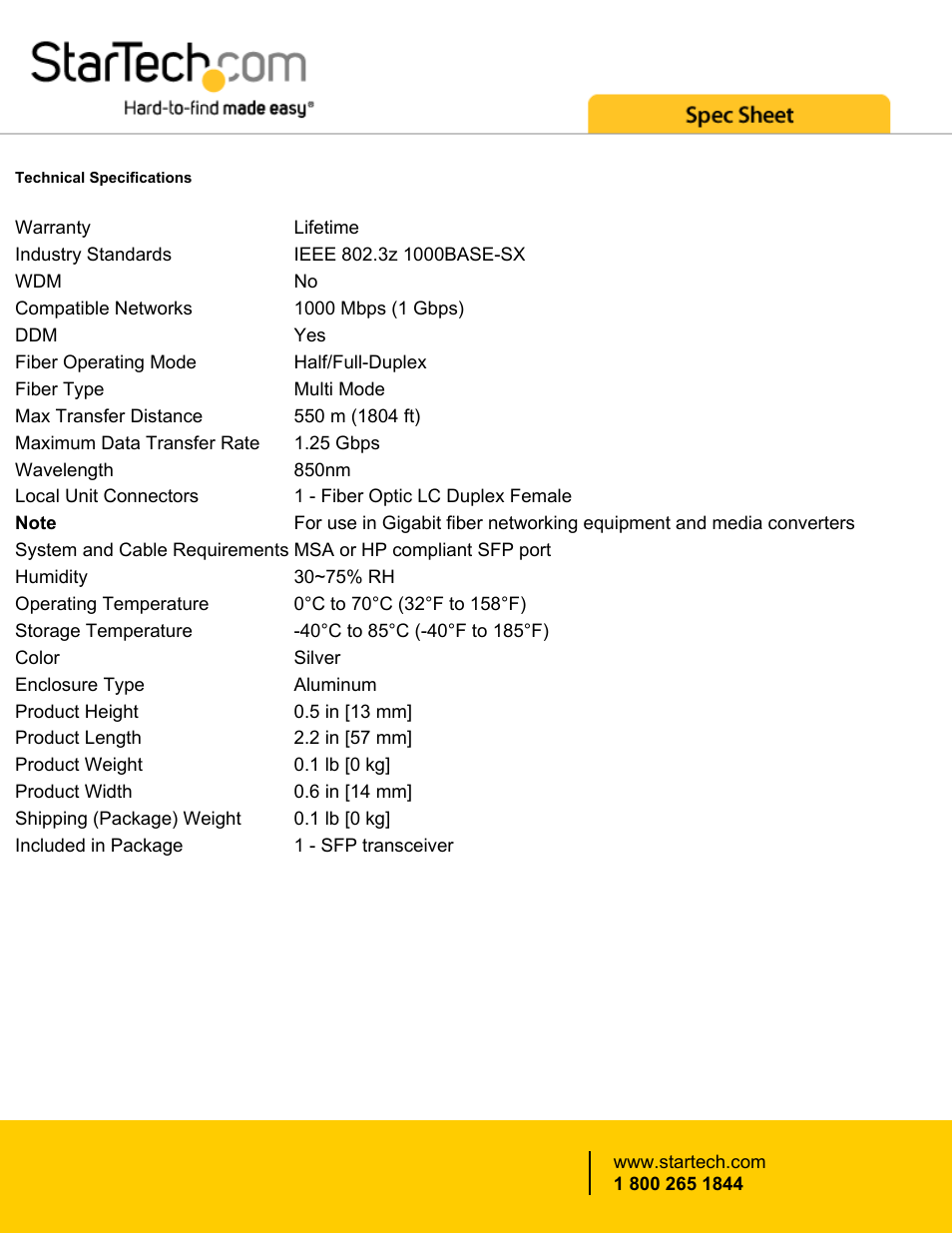 StarTech.com Gigabit Fiber SFP Transceiver Module - HP J4858C Compatible (Up to 1804') User Manual | Page 3 / 4