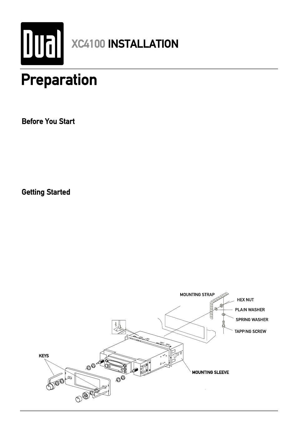 Preparation, Xc4100 installation | Dual XC4100 User Manual | Page 2 / 8