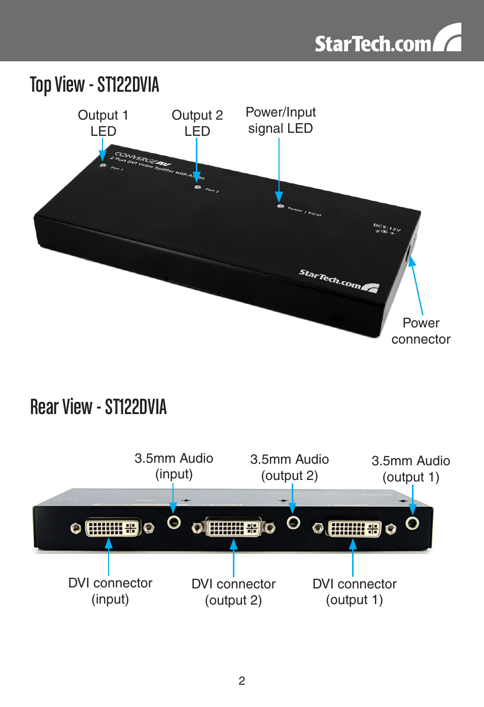 StarTech.com ST122DVIA 2 Port DVI Video Splitter with Audio User Manual | Page 5 / 11